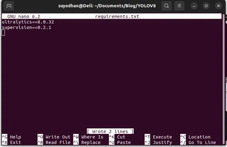 Use the Nano Command and Edit the requirements.txt