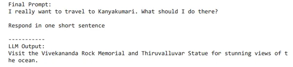 Final prompt and output | LLM application development using LangChain