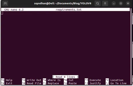 Use the Nano Command and Edit the requirements.txt