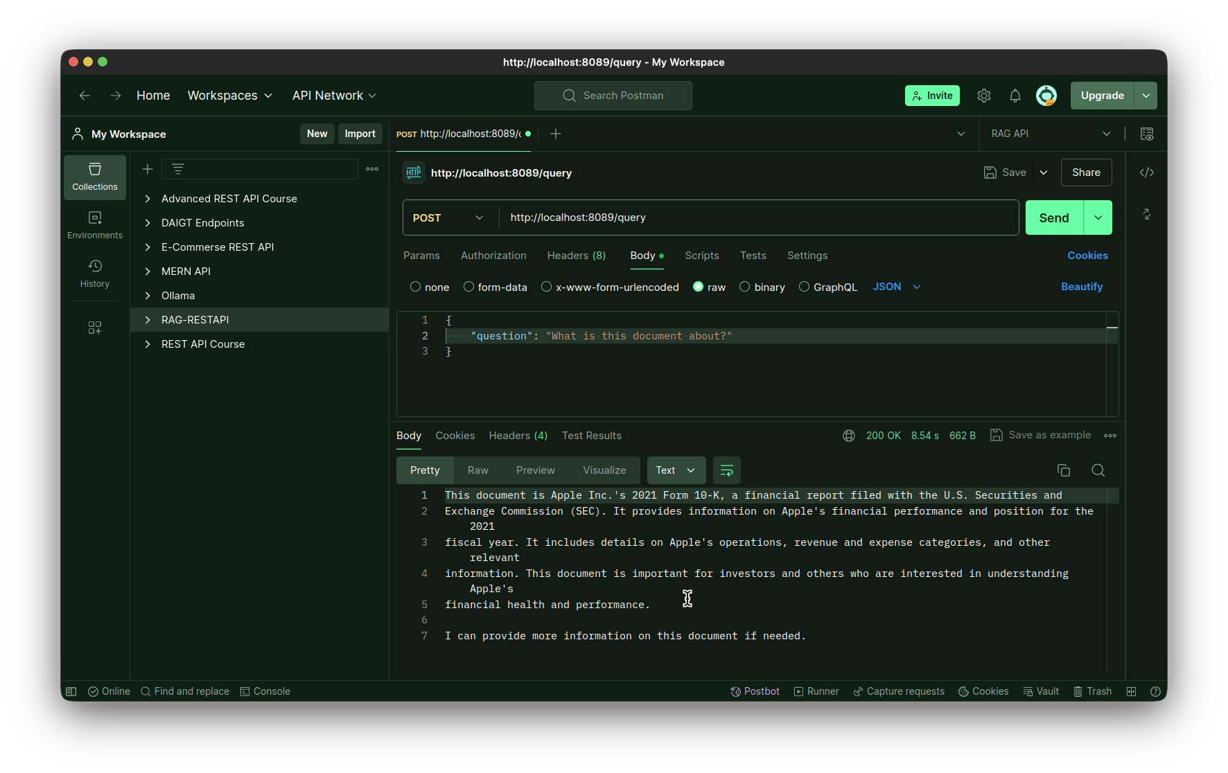 Testing the query endpoint